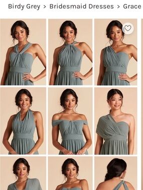 New with tags! Birdy Grey One-Shoulder Convertible Bridesmaid Dress in Sea Glass